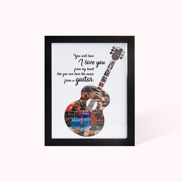Personalized Multiple Photo Collage Guitar Frame Picture Frame  with Text Home Decor Birthday Christmas Gift for Guitar Players