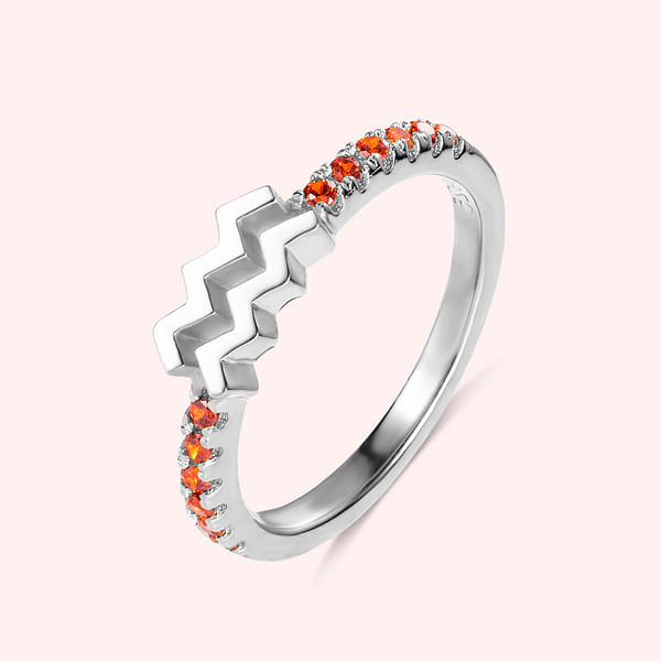 Personalized Birthstone Zodiac Sign Constellation Sterling Silver Ring Birthday Gift for Woman