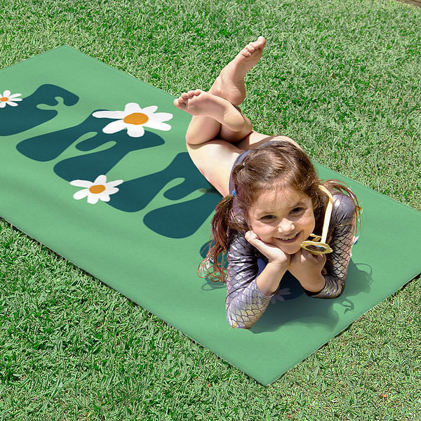Personalized Super Absorbent Quick Dry Daisy Flower Beach Towel with Name Multicolor Available Vacation Party Gift for Her
