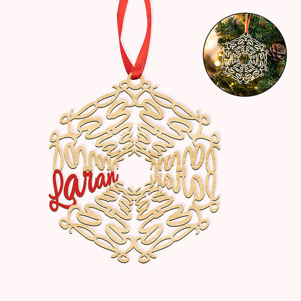 Personalized Christmas Wooden Snowflake Ornament with Name Christmas Tree Decor Christmas Gift for Family Friend