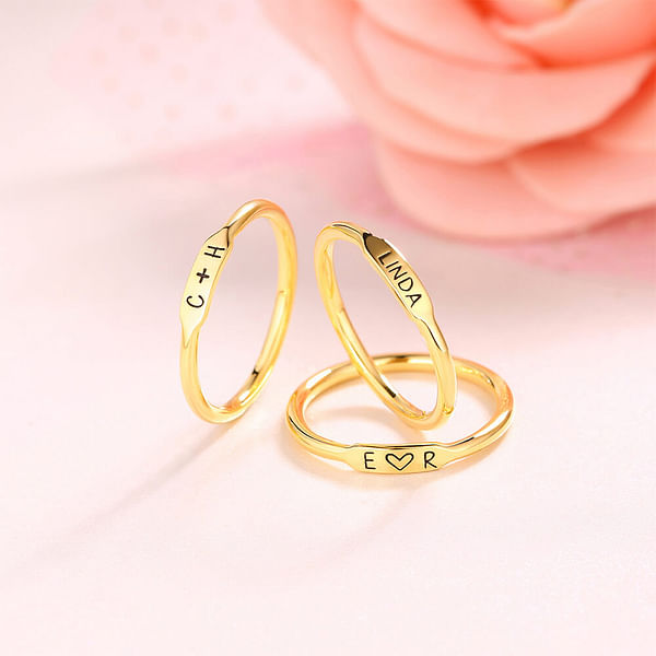 Stackable Rings with Customized Names or Initials In Silver