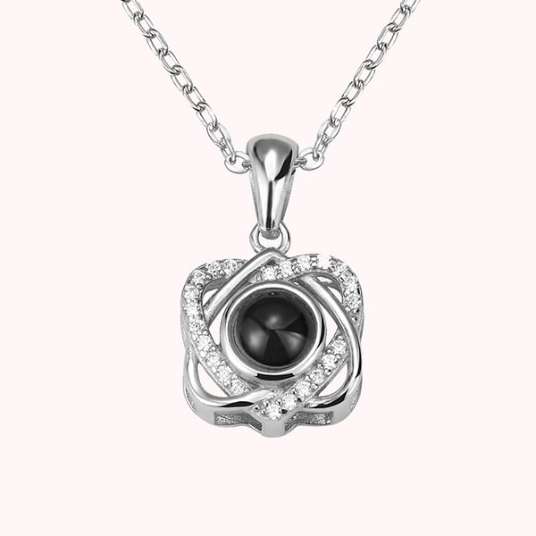 Personalized Center of Me Photo Projection Necklace with I Love You in 100 Languages