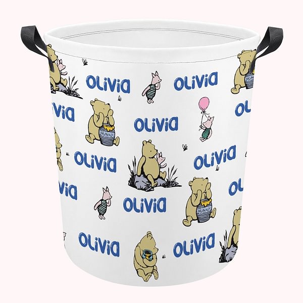 Personalized Classic Winnie the Pooh Toy Organizer Bin for Kid's Room Office Nursery Hamper