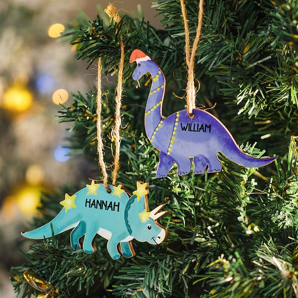 Personalized Dinosaur Christmas Tree Hanging Ornament