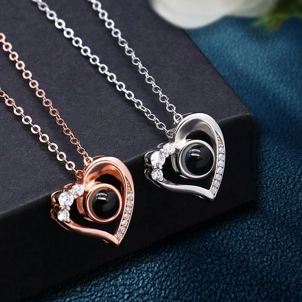 Personalized Heart Micro-carved Photo Projection Necklace Valentine's Day Birthday Gift for Women