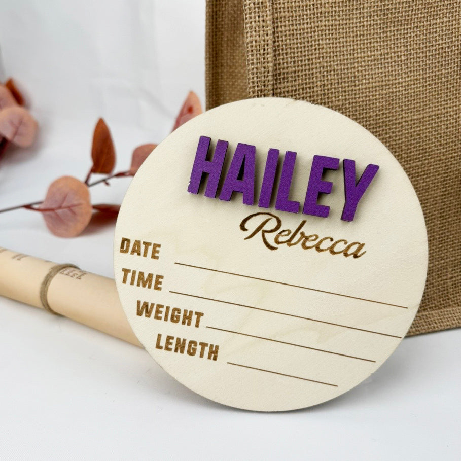Jectist Baby Announcement Sign with Birth Stats | Footprint Sign For Newborn | Baby Name Reveal | Personalized Baby Name Sign | Sign For Hospital