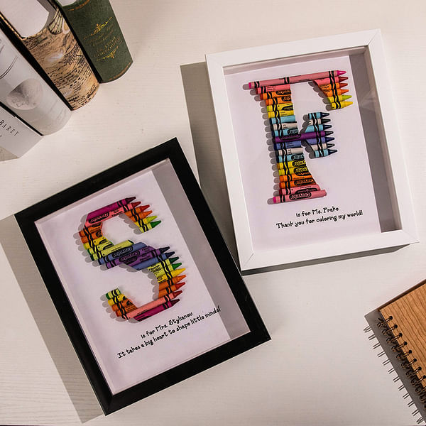 Rainbow Crayon Letter Frame Gift For Teachers