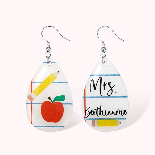Personalize Acrylic Dangle Earrings with Name Teacher Appreciation Gift for Her