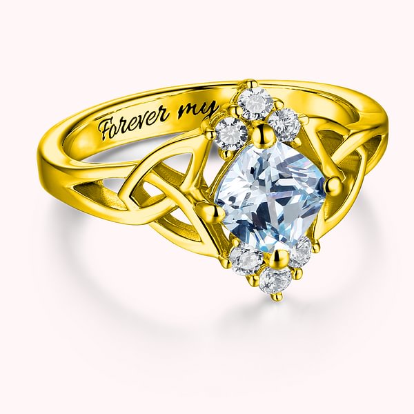 Promise Ring Engraved Celtic Band Birthstone Sterling Silver