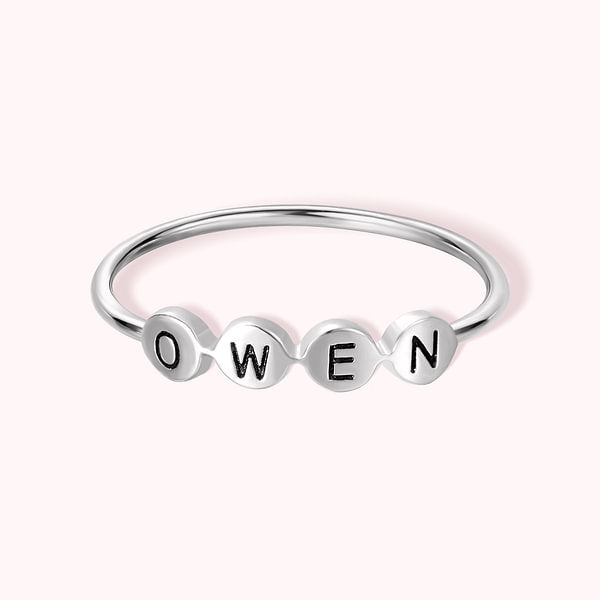 Personalized Dainty Initials Stacking Ring in Silver Women's Day Birthday Anniversary Gift for Her