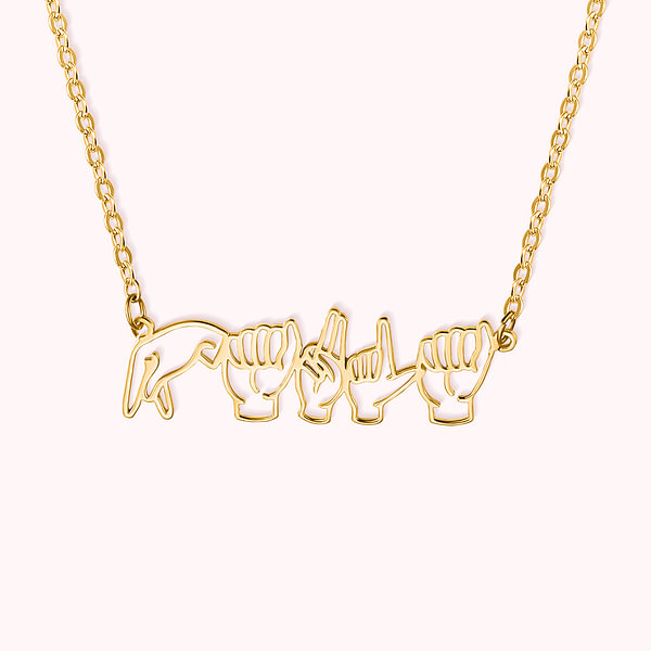 Personalized American Sign Language Necklace with Fingerspelling Name Charm Heartwarming Gift for Hearing Impairment ASL Interpreter Teacher