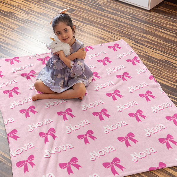 Personalized High Quality Super Soft Pink Doll Inspired Fashion Blanket Cute Elements Couch Blanket Home Decor Birthday Party Gift for Her