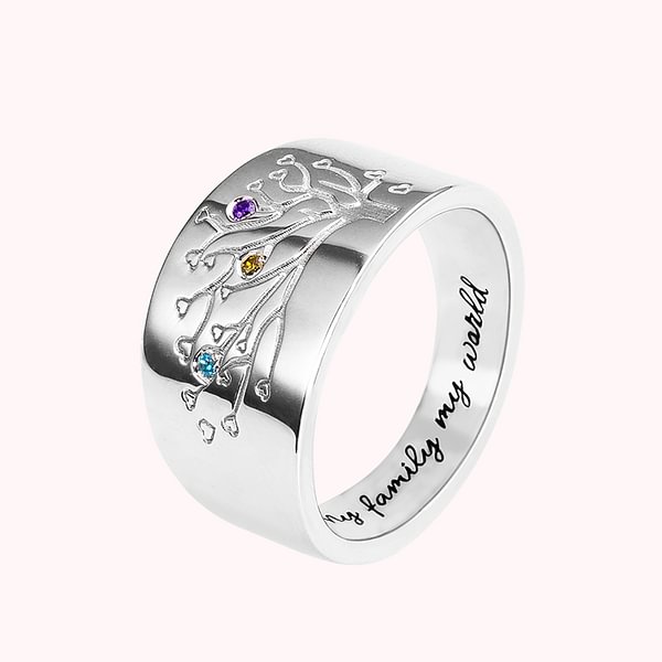 Personalized 20 Birthstones Family Tree Ring Christmas Gift Mother's Day Gift for Family
