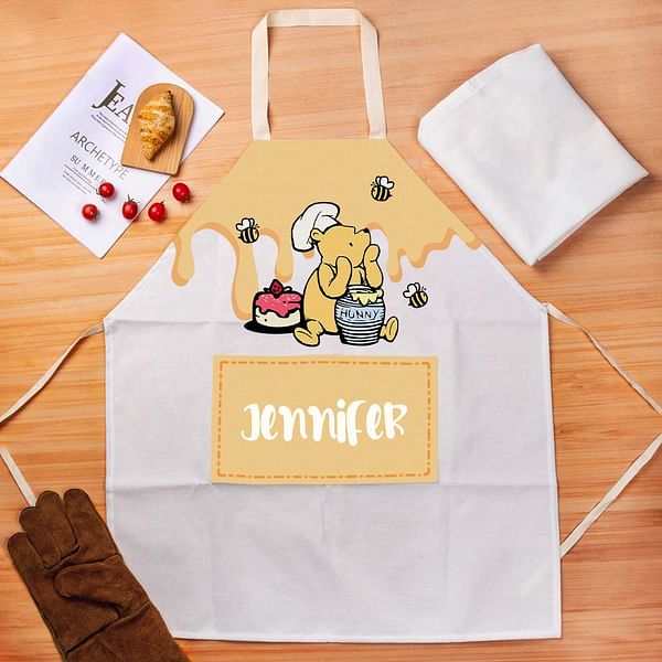 Personalized Winnie the Pooh Parents and Child Kitchen Aprons Family Gift