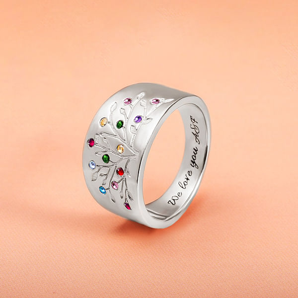 Personalized 20 Birthstones Family Tree Ring Christmas Gift Mother's Day Gift for Family