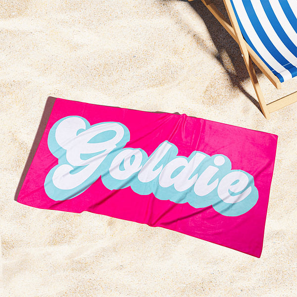 Personalized Premium Quick Dry Soft Beach Towel with Name Multicolor Retro Beach Party Accessories Birthday Summer Gift for Family Friend