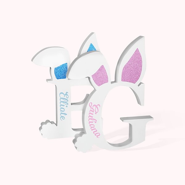 Personalized Easter Glitter Bunny Rose Alphabet Decoration with Name Easter Gift for Kids