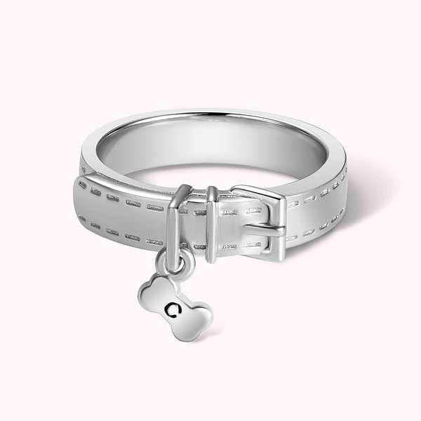 Personalized Pet Collar Ring Jewelry with Engraved Text and Initial Birthday Gift for Pet Lovers