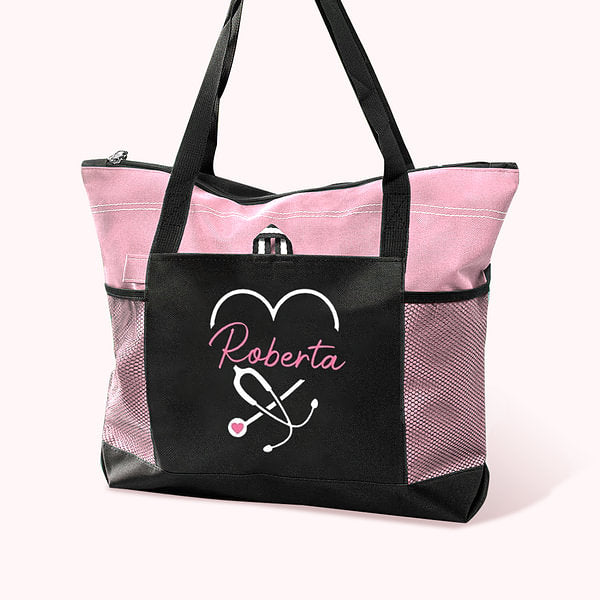 Personalized Nurse Canvas Tote Bag with Zipper Nurse Week Appreciation Graduation Gift for Medical Staff